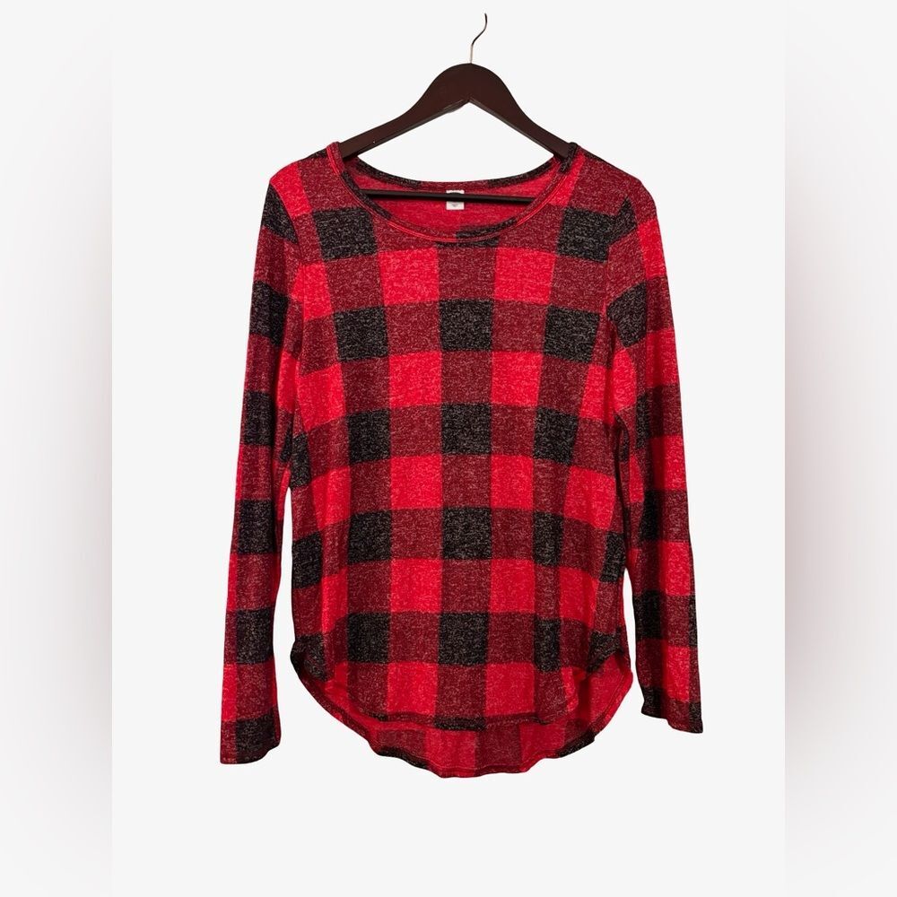 Old Navy Women’s Medium Red Black Buffalo Plaid Long Sleeve Top